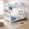 Everest Single Over Double Bunk Bed -White Timber