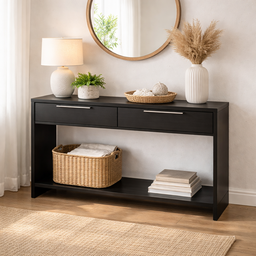 SOHO Sofa Table -Black Console Table with 2 Drawers