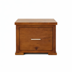 New York Solid Wood Bedside Table -Warm Timber Finish