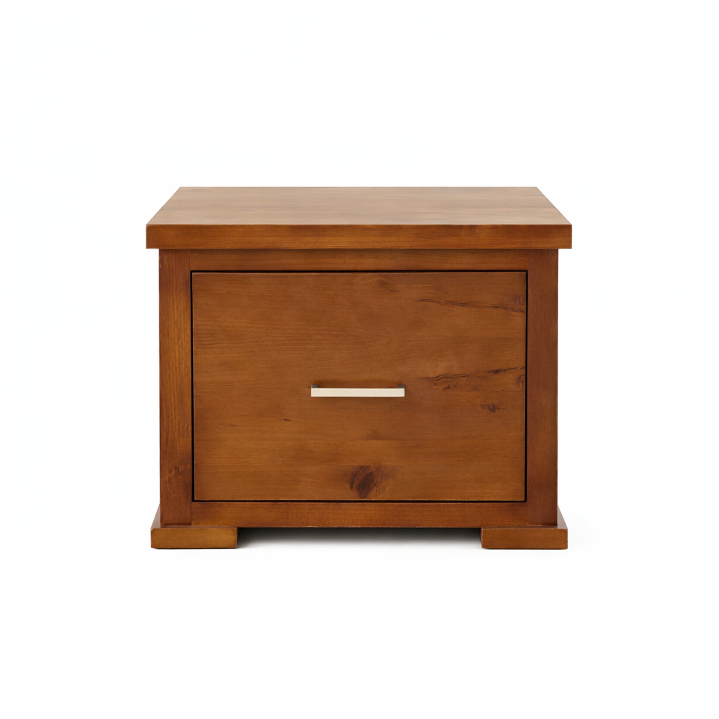 New York Solid Wood Bedside Table -Warm Timber Finish