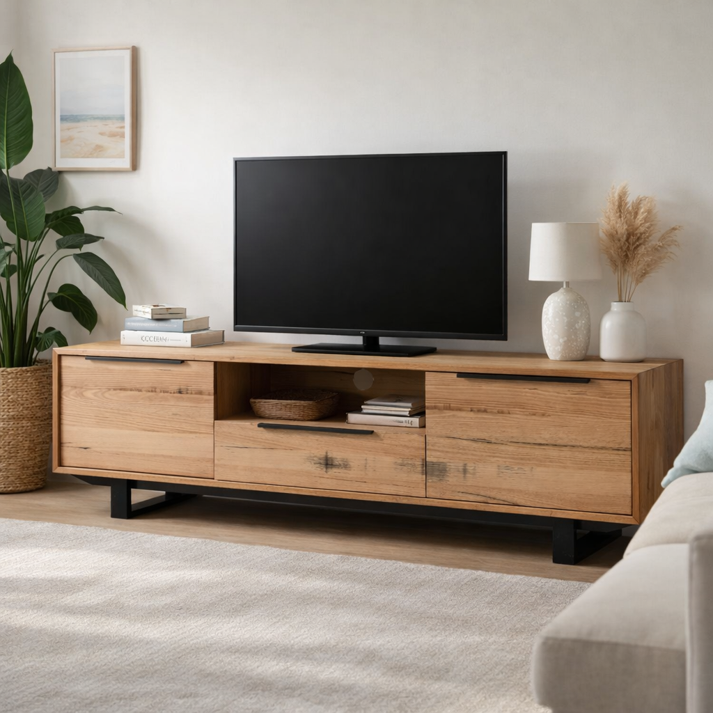 Southport 1800mm TV Unit -Natural Wood Entertainment Console with Storage
