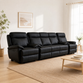 Texas 3+1+1 Manual Recliner Set -Black Leather Lounge