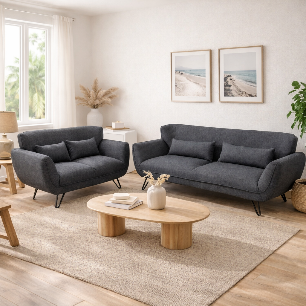 Urban Dark Grey 2 + 3 Seater Sofa Set