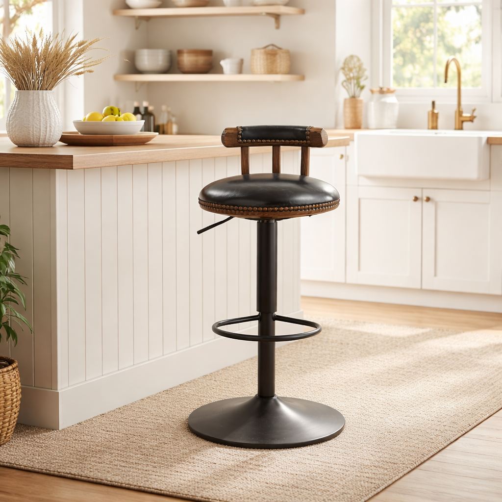 Bronx Vintage Bar Stool -Leather & Metal