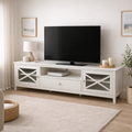 Hampton Large TV Unit -2 Drawers White Coastal Style