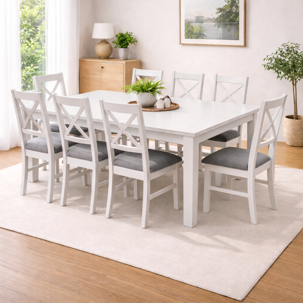 Summer Dining Set -White 8 Seater (9PC)
