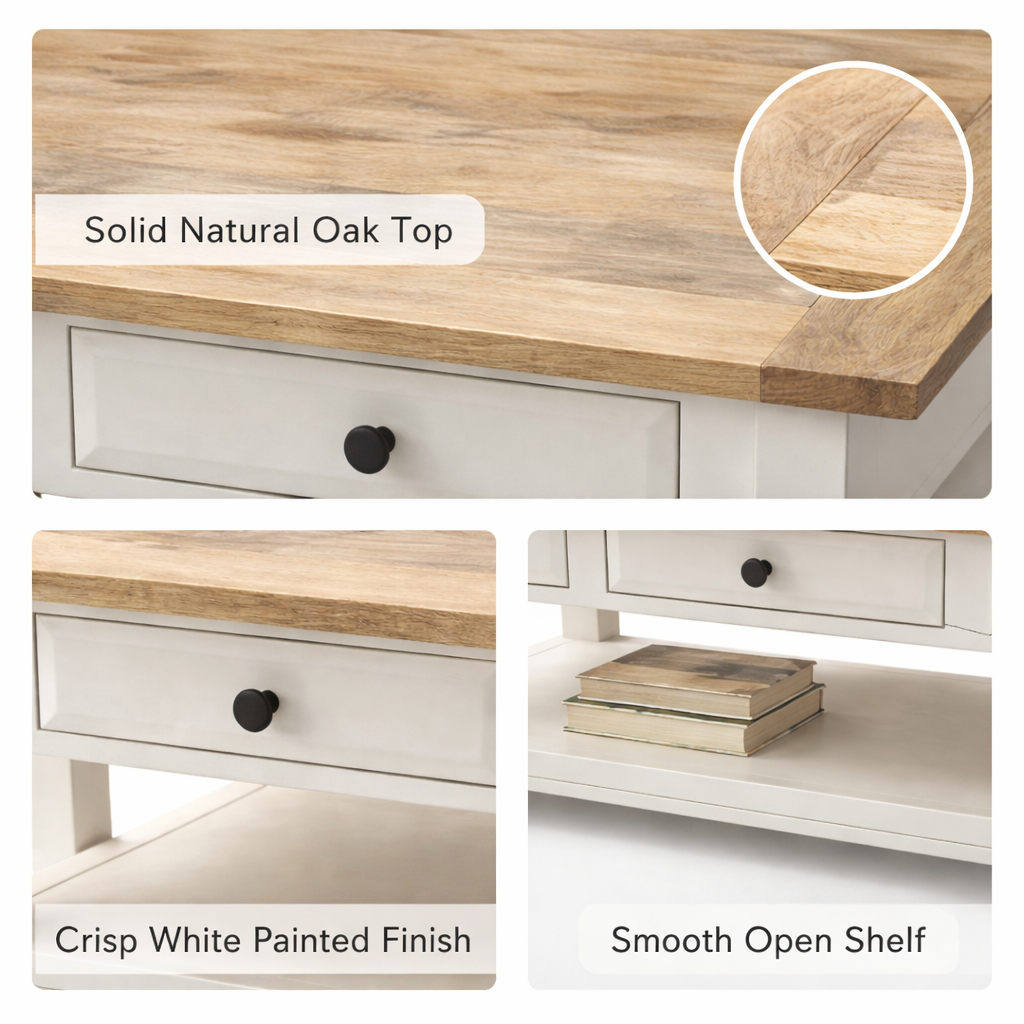 Newport Coffee Table -Coastal White & Timber Finish