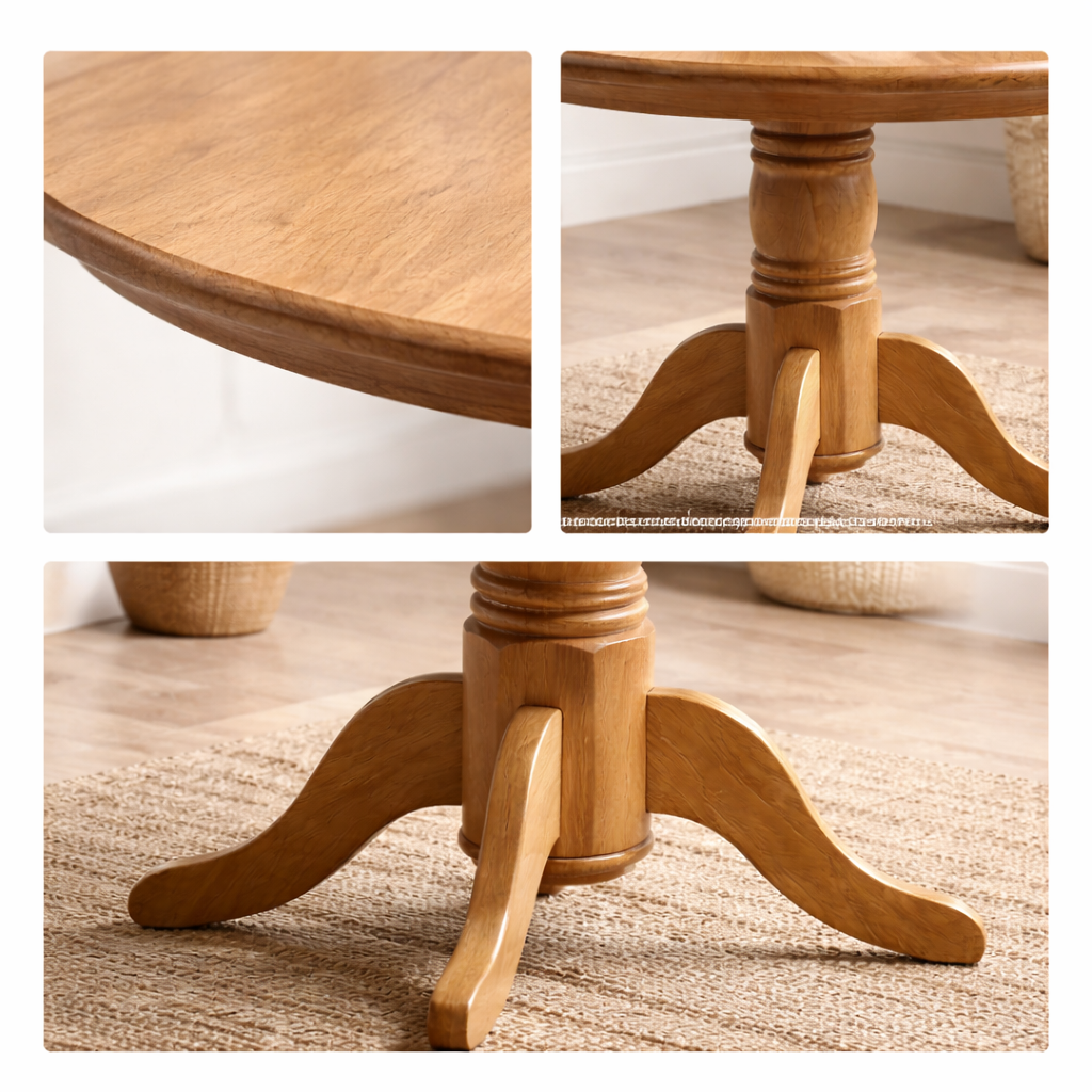 Mackey Round Dining Table -Natural Wood Finish