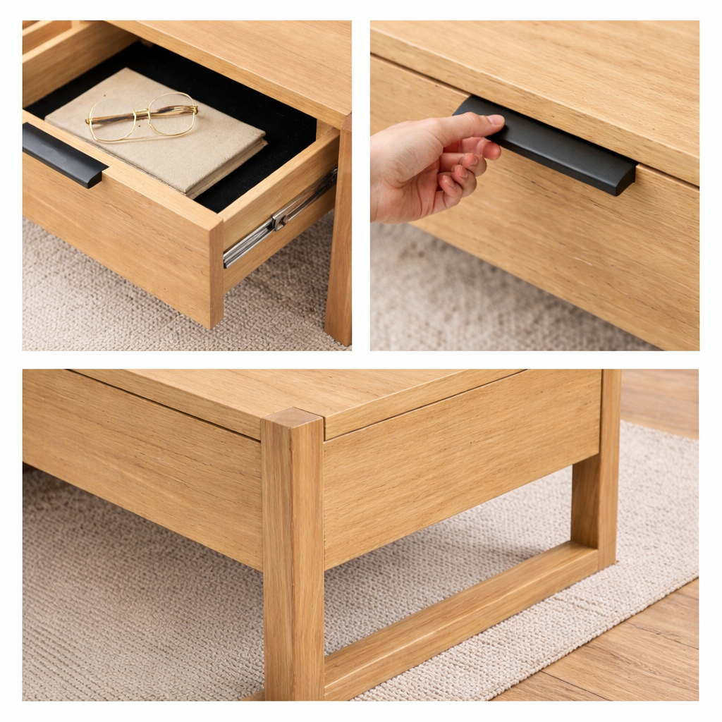 Perisher 2 Drawer Coffee Table -Light Oak Finish