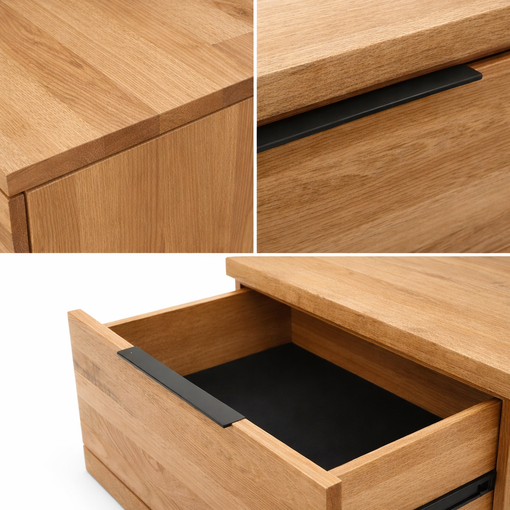 La Mont Lamp Table -Solid Wood Side Table with Storage